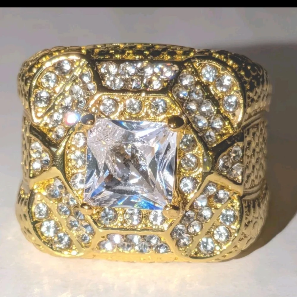 Simulated Diamond Mens Engagement Wedding Band Ring 3Ct 14k Yellow Gold Plated